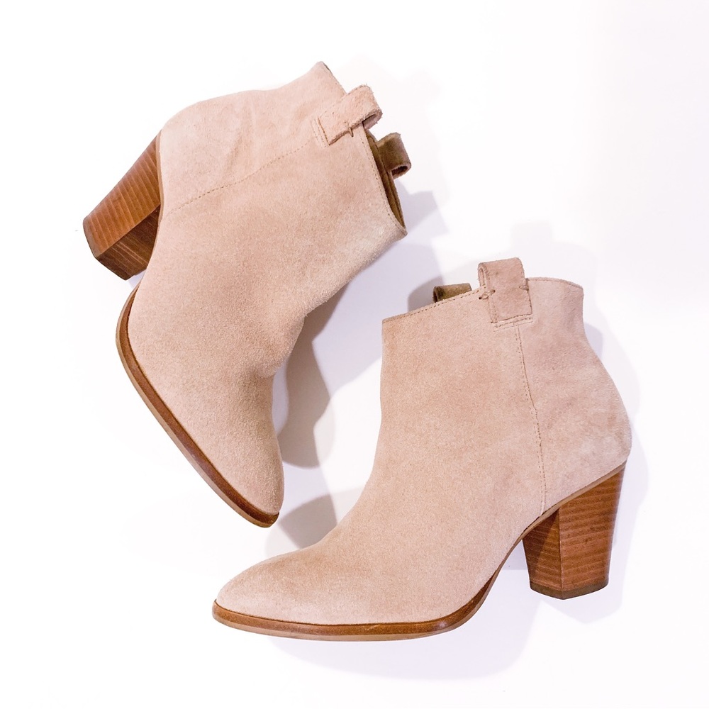 J. Crew Suede Ankle Boots - Dusty Pink, Size 6.5, Leather Lining